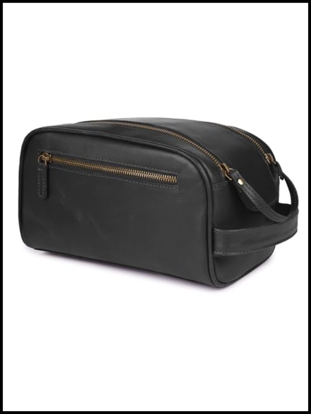 Full-Grain Leather Travel Toiletry Bag Handcrafted Dopp Kit Shaving Organizer